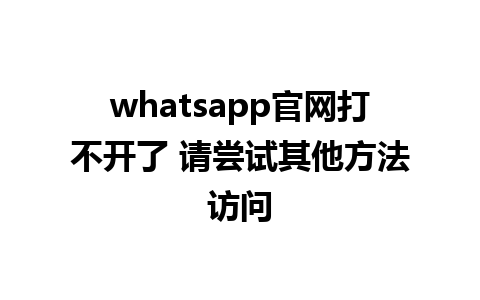 WhatsApp中文版下载 | whatsapp官网打不开了 请尝试其他方法访问