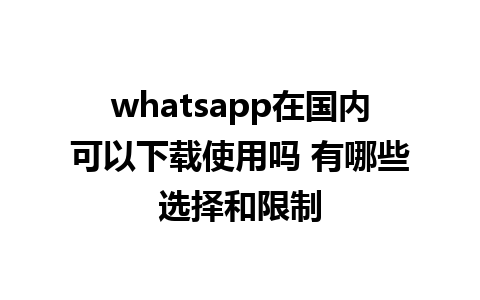 WhatsApp中文版下载 | whatsapp在国内可以下载使用吗 有哪些选择和限制