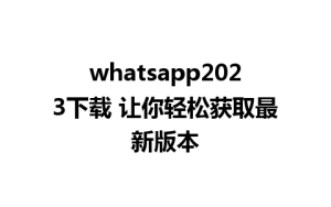 WhatsApp中文版下载 | whatsapp2023下载 让你轻松获取最新版本