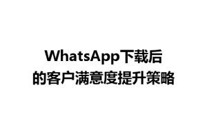 WhatsApp中文版下载 | WhatsApp下载后的客户满意度提升策略