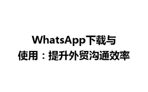 WhatsApp中文版下载 | WhatsApp下载与使用：提升外贸沟通效率