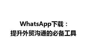 WhatsApp中文版下载 | WhatsApp下载：提升外贸沟通的必备工具