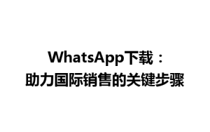 WhatsApp中文版下载 | WhatsApp下载：助力国际销售的关键步骤