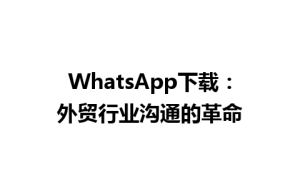 WhatsApp中文版下载 | WhatsApp下载：外贸行业沟通的革命