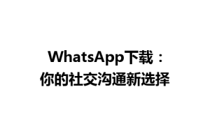 WhatsApp中文版下载 | WhatsApp下载：你的社交沟通新选择