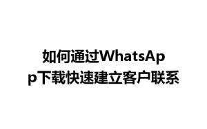 WhatsApp中文版下载 | 如何通过WhatsApp下载快速建立客户联系