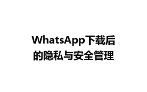 WhatsApp中文版下载 | WhatsApp下载后的隐私与安全管理