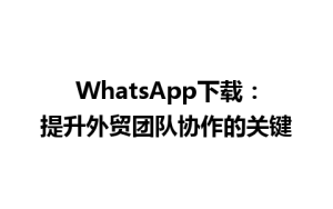 WhatsApp中文版下载 | WhatsApp下载：提升外贸团队协作的关键