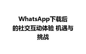 WhatsApp中文版下载 | WhatsApp下载后的社交互动体验 机遇与挑战