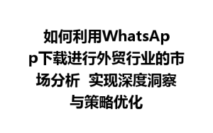 WhatsApp中文版下载 | 如何利用WhatsApp下载进行外贸行业的市场分析  实现深度洞察与策略优化