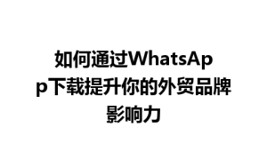 WhatsApp中文版下载 | 如何通过WhatsApp下载提升你的外贸品牌影响力