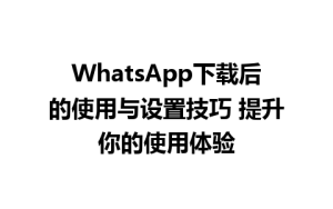 WhatsApp中文版下载 | WhatsApp下载后的使用与设置技巧 提升你的使用体验