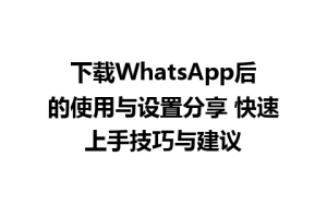 WhatsApp中文版下载 | 下载WhatsApp后的使用与设置分享 快速上手技巧与建议