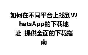 WhatsApp中文版下载 | 如何在不同平台上找到WhatsApp的下载地址  提供全面的下载指南