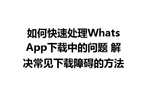 WhatsApp中文版下载 | 如何快速处理WhatsApp下载中的问题 解决常见下载障碍的方法