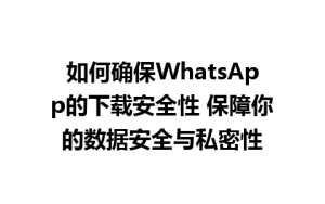 WhatsApp中文版下载 | 如何确保WhatsApp的下载安全性 保障你的数据安全与私密性