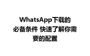 WhatsApp中文版下载 | WhatsApp下载的必备条件 快速了解你需要的配置