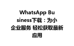 WhatsApp中文版下载 | WhatsApp Business下载：为小企业服务 轻松获取最新应用