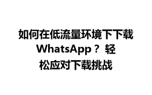 WhatsApp中文版下载 | 如何在低流量环境下下载WhatsApp？ 轻松应对下载挑战