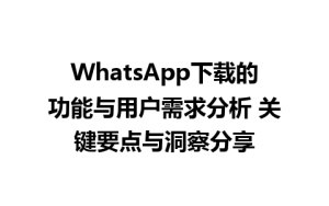 WhatsApp中文版下载 | WhatsApp下载的功能与用户需求分析 关键要点与洞察分享