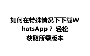 WhatsApp中文版下载 | 如何在特殊情况下下载WhatsApp？ 轻松获取所需版本