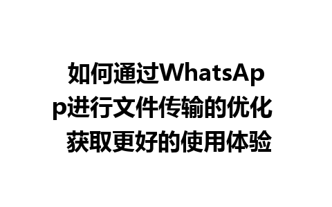 WhatsApp中文版下载 | 如何通过WhatsApp进行文件传输的优化  获取更好的使用体验