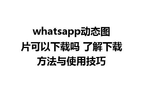 WhatsApp中文版下载 | whatsapp动态图片可以下载吗 了解下载方法与使用技巧