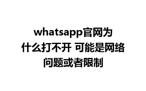 WhatsApp中文版下载 | whatsapp官网为什么打不开 可能是网络问题或者限制